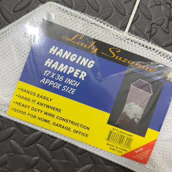 Lady Suzanne White Over Door Hooks Hanging Laundry Hamper Bag - 17 X 36 in NWT - Picture 3 of 4